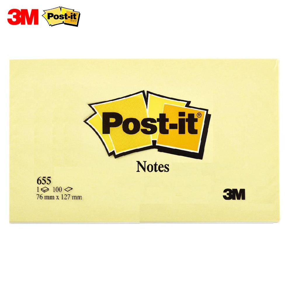QP 3M Post-it Notes Yellow 655 76mm x 127mm 100 sheets